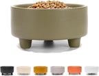Waggo Uplift Ceramic Dog Bowl for Small Medium and Large Breeds - Heavyweight and Durable Pet Food and Water Dish Crock, Dishwasher Safe, Modern, Elevated Feeder (Olive, Medium)