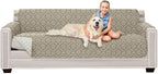 Sofa Shield® Couch Slip Covers for Dogs, Reversible Furniture Protector with Strap, Stain and Tear Resistant Cushion Cover, 78 inch Seat, Machine Washable Slipcover Pets, Cats, Damask Latte Ivory