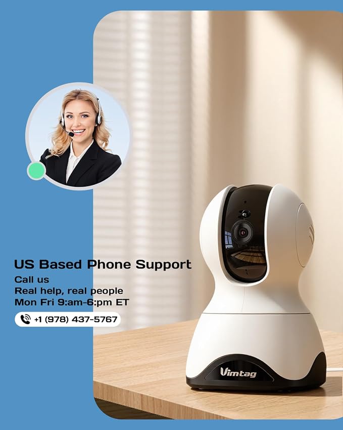 VIMTAG 2.5K 4MP Pan/Tilt Indoor Camera for Pet/Dog/Cat/Baby/Nanny/Home Security with Phone APP, Motion Tracking, Night Vision, 2-Way Audio, AI Detection, 5G/2.4GHz WiFi, Cloud & SD Card, Works w/Alexa
