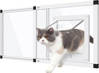 Sliding Cat Door for Window, Fits 28.5"-32" Width Window, 1-Min Install | Aluminum Frame + HD Glass | Weatherproof Design | Magnetic Closure Window Cat Door Insert, Adjustable Pet Door Window for Cats