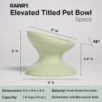 Raised Cat Food Bowl, Tilted Bowl for Cats, Dogs, 12 oz, Seafoam