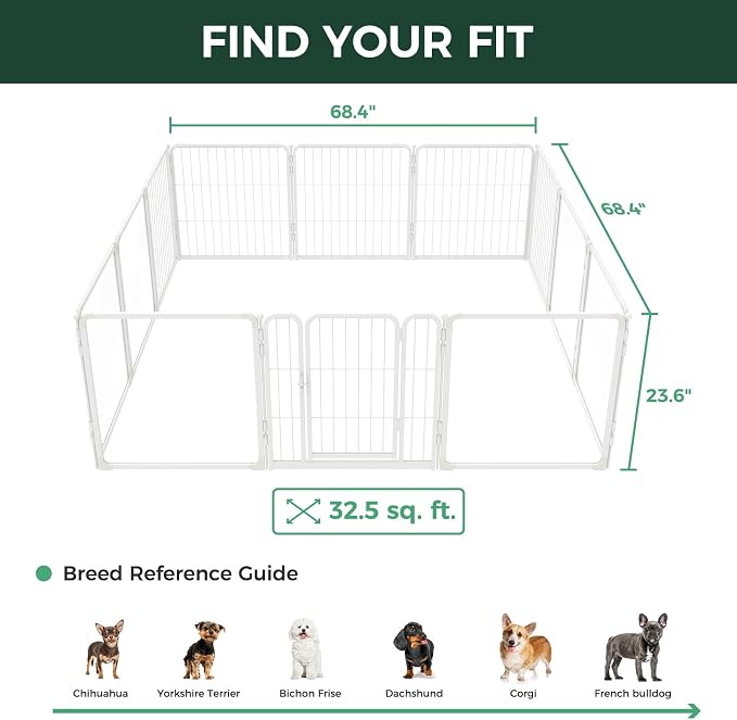 FXW AuraSpace Pro Acrylic & Wire Mesh Indoor Dog Playpen, 24" H, 12 Panels | Clear View, Heavy-duty Metal, Flexible Layouts, Easy Walk-Through, For Puppies & Small Dogs, Patented