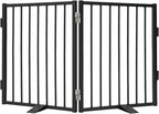 Snagle Paw Full Metal Freestanding Dog Gate,Indoor Dog Gate with Floor Protect Support Feet, 40x24Inches Foldable Dogs Barrier for Stairs, Hallways and Doorways (24'' H 2 Panel, Black)