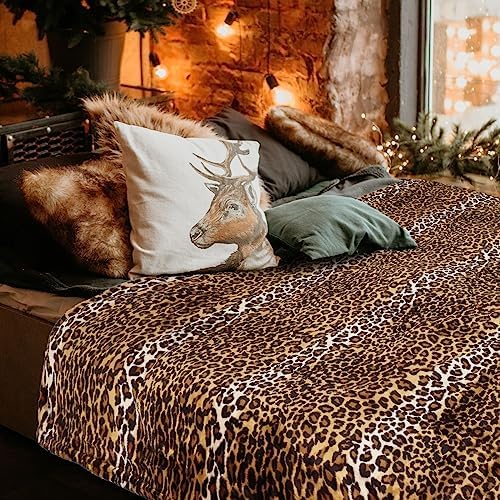 Vessia Leopard Throw Blanket for Couch, Soft Flannel Fleece, 50 x 60 in - Image 7