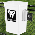 Moryimi Dog Poop Trash Can Outside 3.1 Gallon White | Dog Waste Trash Can with Trash Bag Dispenser, Outdoor Dog Poop Trash Can with Lid, White Hanging Trash Can for Fence, Garbage