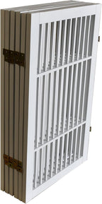 Urnporium Pet Dog Gate Freestanding, Strong Durable Folding Wooden Fence, Portable Acacia Hardwood Safety Barrier for Indoor & Outdoor Use (White Pet Gate, 6 Panel 30" Tall)