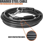 BV Dog Tie Out Cable 25 Feet - Heavy Duty Dog Lead Up to 250 Pounds - Reflective & Rust-Free with Quick Release Swivel Clips & 360° Rotating Clasp - Tangle-Free Dogs Runner for Yard (Grey, Single)
