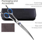 Left Handed Curved Scissors for Dog Grooming 7" Downward Professional Curved Shears Dog Grooming for Poodle Pet Cat Face Japan 440C Stainless Steel Super Sharp(7.0 curved)