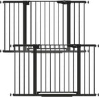 Cumbor Pack of 2 Extra Wide Baby Gate for Stairs, 29.7–51.5" Pressure Mounted Dog Gate for Doorways, Auto Close Safety Pet Gate, Easy Walk Thru Wide Child Gate, Black, Mom's Choice Award Winner