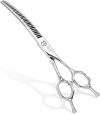 75'' Curved Chunker Shears for Dog Grooming, Professional Japanese 440C Stainless Steel Pet Grooming Scissors with Round Safety Tip & Ergonomic Handle, Sharp Trimming Scissors for Dogs and Cats