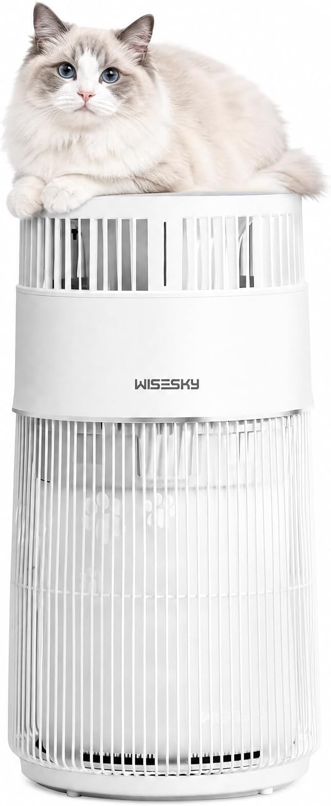 WISESKY Cat Air Purifier with Bite-Resistant Cord & Wide Grille and Tip-Over Protection | Air Purifier for Home with 360° Air Intake for Pet Hair | APP Control | Covers Up to 1644 Sq.Ft