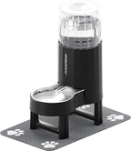 CZPET Elevated Dog Water Bowl Dispenser 8L (8L+Stand+Mat, Black) | With Stainless Steel Bowl Gravity Waterer, Large Capacity and Drinking Area Noise-Free for Pets
