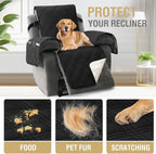 H.VERSAILTEX 100% Waterproof Slip Covers for Recliners with Arms 1-Piece Reversible Recliner Covers for Large Recliner with Elastic Straps Sitting Width Up to 28" (Oversized Recliner, Black/Beige)