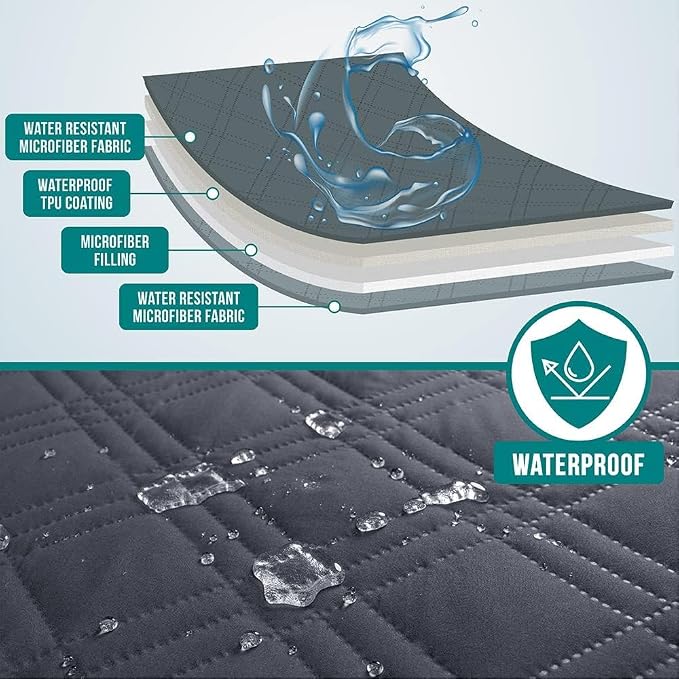 PetAmi Waterproof Couch Cover for Dog Non-Slip Bed Sofa Blanket, 52x82 Gray | Leakproof Furniture Protector for Pet Cat, Machine Washable Pee Proof Mat for Chair Car Seat, Durable & Anti Slip Backing