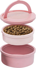 Dog Travel Bowls - Set of 2 Portable Pet Food & Water Dishes with Lid & Handle - Each Nesting Container Includes a Non-Slip Silicone Base - Microwave & Dishwasher Safe - BPA & Toxin-Free