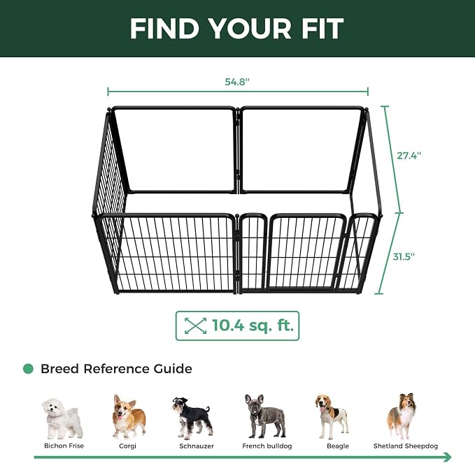 FXW AuraSpace Pro Acrylic & Wire Mesh Indoor Dog Playpen, 32" H, 6 Panels | Clear View, Heavy-duty Metal, Flexible Layouts, Easy Walk-Through, For Small & Medium Dogs, Patented