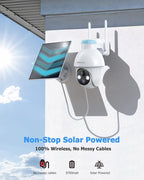 2K Solar Security Cameras Wireless Outdoor, 360° Pan Tilt, 2Pack | Color Night Vision, PIR Sensor, AI Motion Detection, 2-Way Audio, IP66 Waterproof, Wifi6, Work with Alexa & Google Assistant
