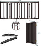 Freestanding Dog Gate Indoor 32“Tall, Foldable Dog Gates for Doorways, 4-Panel Pet Gates for Dogs with with 2 Metal Stands (74" W, Espresso)