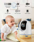 MUBVIEW 5G WiFi Indoor Security Camera No Subscription, Pet Camera with Phone App, Baby Monitor WiFi Smartphone, 2K Night Vision Pan-Tilt Dog Cam, Auto Tracking, 2-Way Audio, SD or Cloud Storage | Phone app, for baby rooms and pets, 2K night vision, pa...