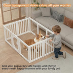 Clear Acrylic Dog Playpen with Door, DIY Custom Free Combination Pet Fence, 24" H 10 Panels, Non-Slip Stable Base, Easy to Set Up & Clean Plastic Play Yard for Dogs, Cats and Small Pets（White）