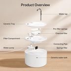 Upgrade Ceramic Cat Water Fountain, 2.2L/78oz Ceramic Cat Fountain, Automatic Ceramic Water Fountain for Cats, Pet Water Fountain with Ultra-Quiet Pump (White) | 2.2L/78oz Ceramic Cat Fountain, Automatic Ceramic Water Fountain for Cats, Pet Water Fount...