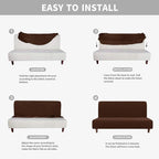 Easy-Going 100% Waterproof Futon Cover, Stretch Futon Slipcover Medium | Dual Waterproof Armless Futon Couch Cover, Leakproof Sofa Bed Furniture Protector for Kids Pets Dog Cat, Coffee