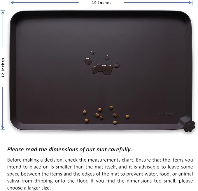 Hoki Found Silicone Pet Food Mats Tray - High-Lips Pet Dog Cat Bowl Mats - Pet Feeding Mat - Waterproof Dog Cat Food Mats -Pet Water Mats for Floors - Dark Oak