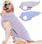 Lelepet Reversible Dog Coat Windproof Dog Puffer Jacket Lightweight Vest | Winter Jacket Warm Cold Weather Coat for Medium Dogs Adjustbale Hook & Loop Pet Apparel with Leash Hole, French Bulldog, L