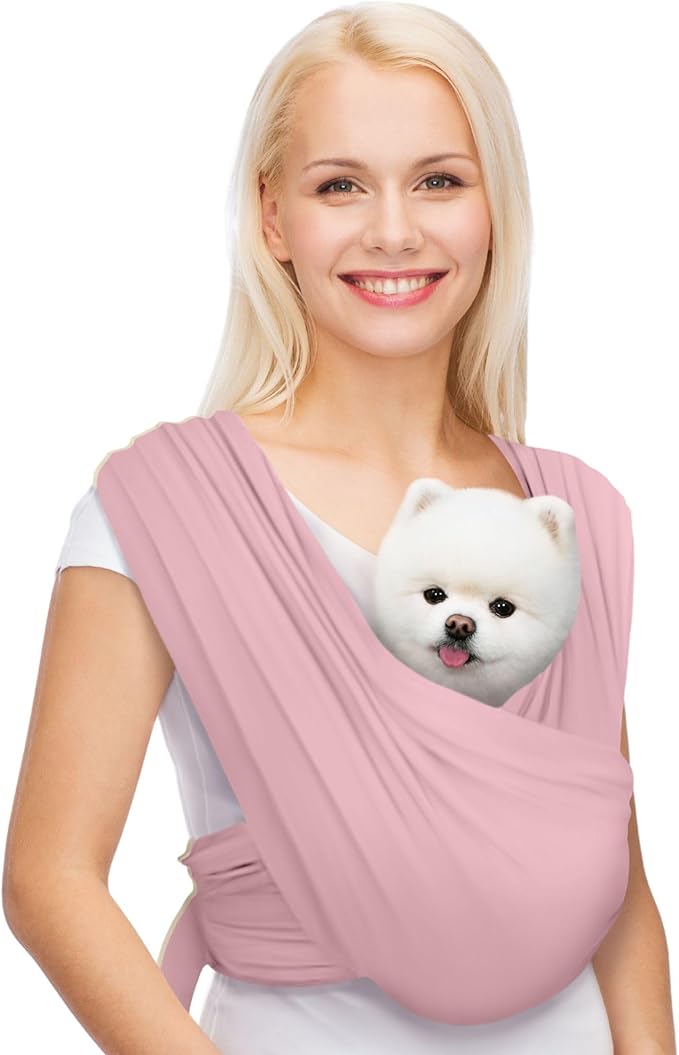 AnccoPlus Dog Carriers for Small Dogs, Front Facing Dog Sling Carrier, Hands Free Cat Carrier, Size Adjustable, Reducing Back Pain, Premium Cotton, Safe and Soft Dog Carrier (Regular, Light Pink) | Patented Front Carrier Reduces Back and Neck Strain; A...