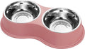 Epetslove Stainless Steel Dog Bowls Double Non-Slip Dog Water and Food Bowl | Pet Feeder Bowls, Dog Dishes, Raised Feeding Design, Double Bowls Set, For Puppies, Medium Dogs and Cats, Outdoor / Indoor