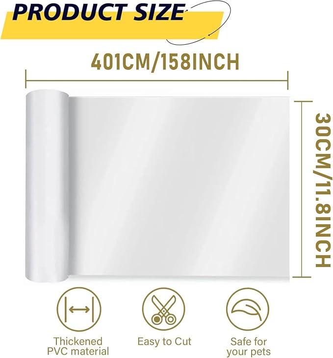 yongjoy Cat Scratch Furniture Protector, 158" x 11.8" Clear Tape | 0.12mm thick vinyl, flexible design, customizable size, residue-free removal, suitable for fabric furniture