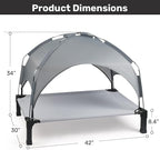 Elevated Dog Bed with Removable Canopy, Sun Protection Shade Tent Dog Cot | Portable Outdoor Dog Bed, Raised Pet Cooling Cot Bed for Dogs, 42in