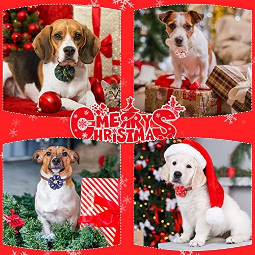 Kigeli 80 Pieces Christmas Dog Collar Flowers Bows Xmas Pet Charms,Santa - Image 7
