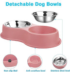 Epetslove Stainless Steel Dog Bowls Double Non-Slip Dog Water and Food Bowl | Pet Feeder Bowls, Dog Dishes, Raised Feeding Design, Double Bowls Set, For Puppies, Medium Dogs and Cats, Outdoor / Indoor