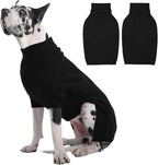 IECOii Great Dane Sweater,5XL Extra Large Sweater for Giant Breed Dogs in Winter,Turtleneck Cold Weather Knit Clothes,Machine Washable,Elastic Pullover for Saint Bernard,Mastiff (Black,XXXXXL)