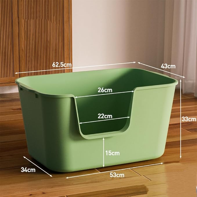 Extra Large Kitty Litter Box with High Sides, Anti-Splashing, Tool-Free Assembly, Multi Cat, Jumbo (Grey) 24.60" L x 16.92" W x 12.99" H