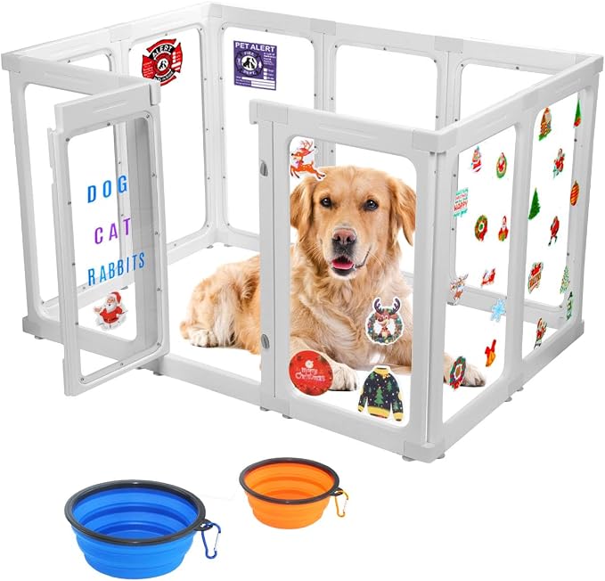 Acrylic Dog Playpen Indoor, 30" H 10 Panels Clear Dog Play Pen | Transparent Puppy Playpen, Easy Assembly. Exercise Pen For Small/Medium Dogs. Indoor Training, Play & Safe Containment