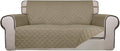 PureFit Reversible Quilted Couch Covers for Dogs Loveseat Sofa Cover 54" | Beige/Beige, Water Resistant Couch Protector, Washable Pet Couch Cover with Non Slip and Elastic Straps For Kids