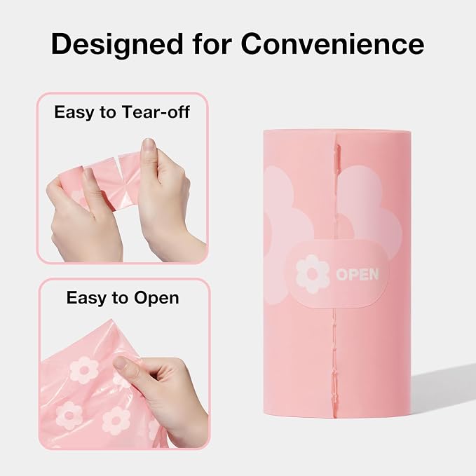 VETRESKA Dog Poop Bags Dispenser with Lavender Scented Bags, 105 Counts | Leak Proof and Extra Thick Pet Waste Bags for Walking Dog and Cats Litter, 1 Bag Holder and 7 Rolls