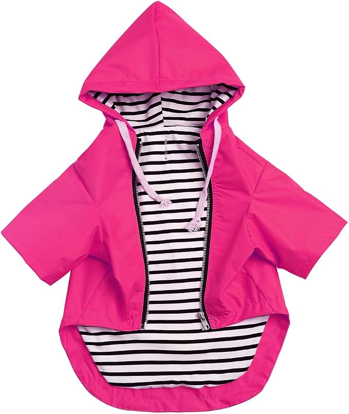 Dog Raincoat rain Jacket Raincoat Dogs Waterproof Small Medium Breeds Zip Closure Storage Pocket Harness Hole Pink M