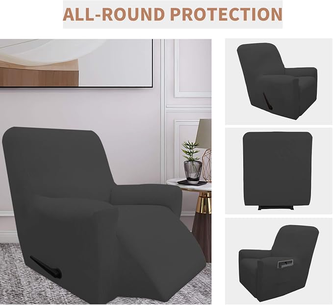 Easy-Going 100% Waterproof Recliner Chair Cover，1-Piece Recliner Slipcover | Dual Waterproof Couch Cover for Recliner，Leakproof Furniture Protector for Kids Pets Dog Cat Daily Stain, Dark Gray