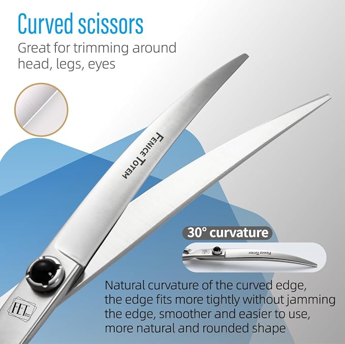 Dog Grooming Scissors: 5 in 1 Pet Shears Kit Made Of Japanese 9CR Advanced Stainless Steel Professional Grooming Scissors for Dogs Cats and Other Pets