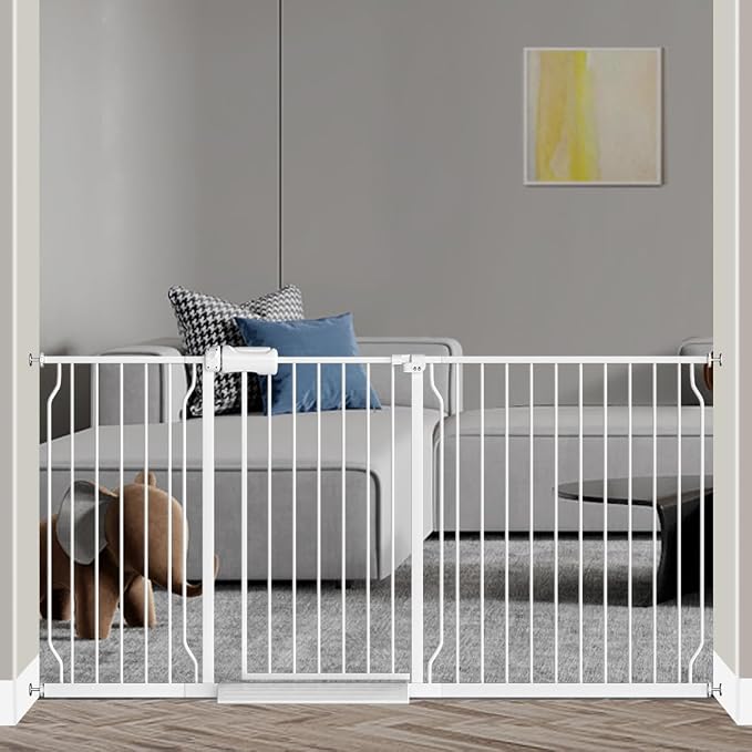 Fairy Baby Extra Wide Baby Gates 71.7-76.3 Inch, Auto Close Child Safety Gates for Stairs Banister Doorways Hallway,Indoor Safety Child Gates for Kids or Pets | Metal Child Safety Gates for Stairs Doorways Hallway, Indoor Walk-Thr Dog Gates for Kids or...
