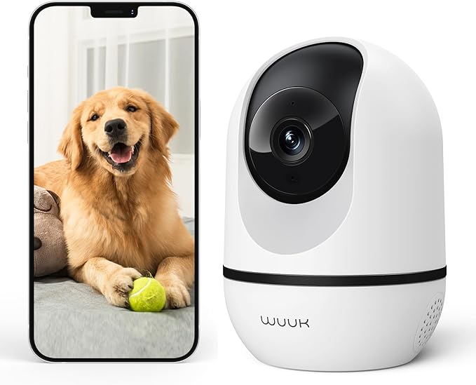 WUUK 4MP Indoor Pan/Tilt Wired Security Camera, Baby Monitor Pet Camera | Smart Motion Detection & Tracking, 360-Degree, 2-Way Audio, Night Vision, No Subscription, Compatible with Alexa & Google
