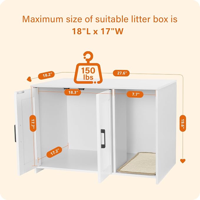 DWANTON Litter Box Enclosure, Wooden Cat Washroom Indoor, 27.6", 107WEE