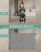 Miumoon 59 inch Reinforced Retractable Baby Gates 42 inch Tall | Retractable Dog Gate with No Crawl Through Reinforced Strip, 5 FT Retractable Gate for Stairs,Doorways,Hallway,Indoor/Outdoor