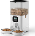 VOLUAS Automatic Cat Feeder for Two Cats with Dual Stainless Bowls, 6L | Programmable Portion Control, Timed Feeding, Memory Function, Dual Stainless Steel Bowls, 10-Second Voice Recorder