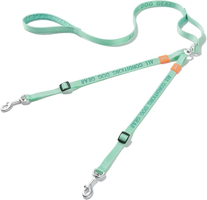 HOWGO Double Dog Leash,Tangle-Free 360 Swivel(MintGreen, Pro S-M w.Handle) | Individually Adjustable Length, Double Padded Handles,Aviation Aluminum Hooks,Durable Nylon,No-Tangle Walking,All Breeds