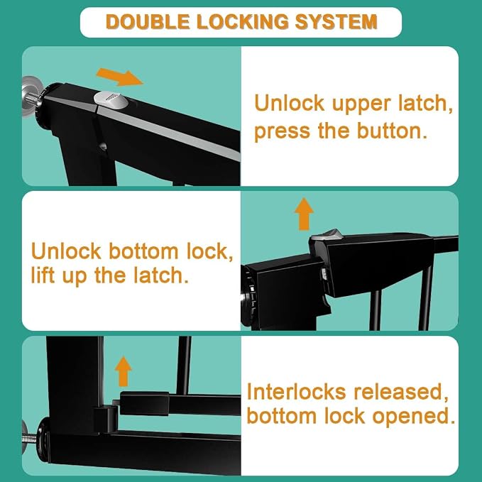 Fairy Baby 22.8"-25.5" Narrow Baby Gate for Small Stairs/Doorways/Hallways | Pressure Mounted Auto-Close Pet Gate, Metal Tension Safety Child Gate No Drill, Walk Thru Easy Install, No Extensions, Black