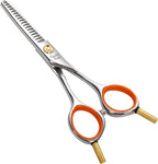 5'' Small Thinning Scissors Lightweight Dog and Cat Grooming Scissors with Safety Round Tip JP440C Stainless Steel Sharp Blades for Body Facial Nose Ear and Paw Hair Easy Use
